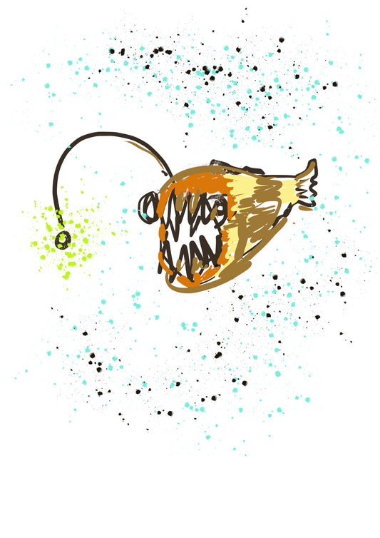 Angler fish Cartoon Digital Print